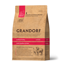 Grandorf Dog Lamb & Turkey Adult Medium & Maxi Breeds - Грандорф Cухий комплексний корм для дорослих собак середніх та великих порід з ягням та індичкою