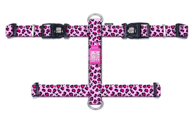 Max & Molly H-Harness - Leopard Pink/M - Шлея розовая с леопардовым принтом
