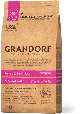 Grandorf Turkey Adult Medium & Maxi Breeds - Грандорф сухой комплексный корм для взрослых собак средних и больших пород с индейкой, 3 кг + MAVSY Гипоаллергенная плетенка из кожи дикого лосося для собак, 100 г