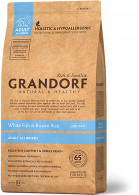 Grandorf Dog White Fish Adult Medium & Maxi Breeds- Грандорф сухий комплексний корм для дорослих собак середніх та великих порід з рибою, 1 кг (2 шт) + Poo Bags одноразові пакетики без запаху 120 шт