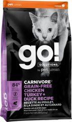 GO! SOLUTIONS CARNIVORE: FIT + FREE Grain Free Chicken, Turkey, Duck Recipe - Гоу! Сухий корм для котів з куркою, індичкою та качкою 1,4 кг