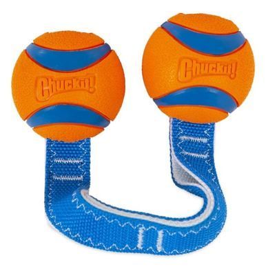 Chuckit Ultra Duo Tug Ball - 2 теннисных мяча ультра на ремне для собак средних размеров 30,5 см х 6,4 см