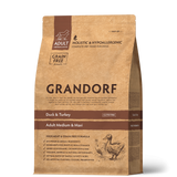 Сухой корм для взрослых собак средних и крупных пород Grandorf DUCK & TURKEY ADULT беззерновой с уткой и индейкой, 1 кг