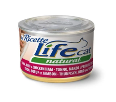 LifeCat консерва для кошек с тунцом, говядиной и ветчиной, 150 г