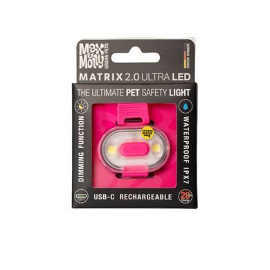 Светодиодный фонарик для собак на ошейник Max & Molly Matrix Ultra LED Safety/Hanging Pack, розовый (подвесной)