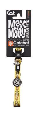 Max & Molly Smart ID Cat Collar Monkey Maniac/1 size - Ошейник для кошек Smart ID желтый с обезьяньим принтом