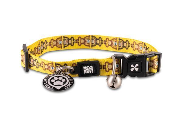 Max & Molly Smart ID Cat Collar Monkey Maniac/1 size - Ошейник для кошек Smart ID желтый с обезьяньим принтом