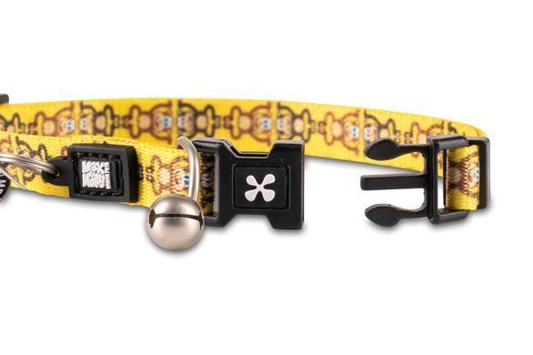 Max & Molly Smart ID Cat Collar Monkey Maniac/1 size - Ошейник для кошек Smart ID желтый с обезьяньим принтом