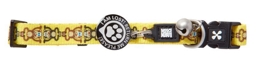 Max & Molly Smart ID Cat Collar Monkey Maniac/1 size - Нашийник для котів Smart ID жовтий з мавпячим принтом