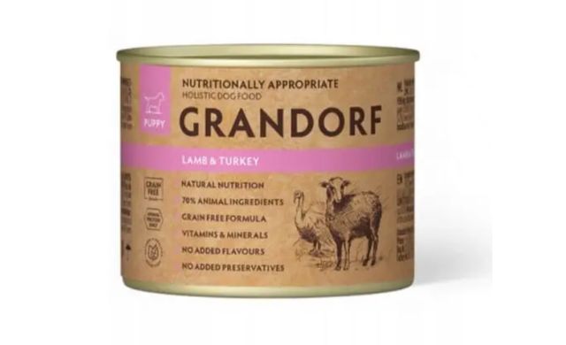 Вологий корм для цуценят Grandorf LAMB & TURKEY WET ягня з індичкою, 200 г