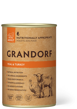 Вологий корм для дорослих собак Grandorf VEAL & TURKEY ADULT телятина з індичкою, 400 г