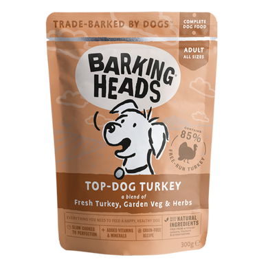 BARKING HEADS Top Dog Turkey Влажный корм для собак "Бесподобная индейка" с индейкой, пауч 300 г