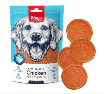 Wanpy Chicken Jerky Chips - Ласощі для собак в'ялені чіпси з курячого філе, 100 г