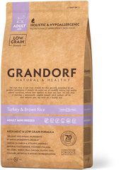 Grandorf Turkey and Brown Rice Adult Mini Breeds - Сухой корм для взрослых собак мелких пород с индейкой и бурым рисом, 3 кг