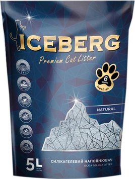 Гігієнічний наповнювач для котячого туалету Iceberg на основі силікагелю без аромату, 5 л