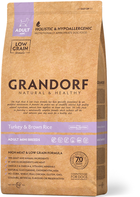 Grandorf DOG ADULT MINI Turkey - Грандорф Cухий комплексний корм для дорослих собак дрібних порід з індичкою від 1 року 3 кг