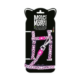 Набір для котів шлейки/повідець Max & Molly Harness/Leash Set Leopard Pink з леопардовим принтом, 1 розмір