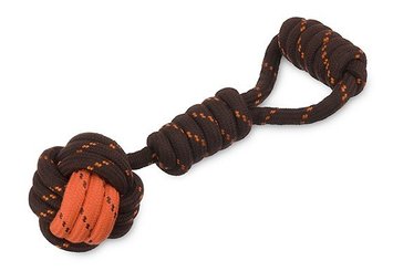 PetPlay Tug Ball Rope Toy Плетеная игрушка для собак мяч с ручкой коричневый большой