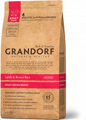 Grandorf Dog Lamb & Brown Rice Adult Medium Breed - Грандорф Сухий корм з ягням та бурим рисом для собак середніх порід з 1го року