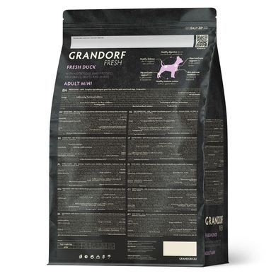 Grandorf Сухой беззерновой корм для взрослых собак малых пород Grandorf FRESH DUCK & SWEET POTATO ADULT DOG MINI с уткой и бататом, 3 кг