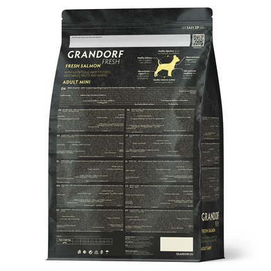 Grandorf Сухий беззерновий корм для дорослих собак малих порід Grandorf FRESH SALMON & SWEET POTATO ADULT DOG MINI з лососем та бататом, 3 кг