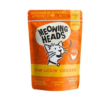 MEOWING HEADS Adult Paw Lickin Chicken 100 г - Курица с рисом для взрослых кошек "Куриное наслаждение" 100 г