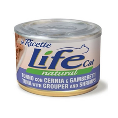LifeCat консерва для котов с тунцом, окунем и креветками, 150 г