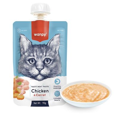 Wanpy Chicken & Carrot - Ванпі крем-пюре курка з морквою рідкий корм для котів 90 г