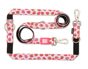 Поводок многофункциональный Max & Molly Multi-Function Leash Strawberry Dream с принтом Клубничная мечта, S