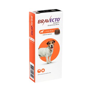 Bravecto (Бравекто) - Жевательная таблетка от блох и клещей для собак 4,5-10 кг (250 мг)