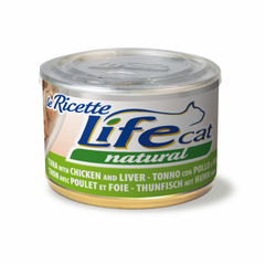 LifeCat консерва для котов тунец и куриная печенка, 150 г