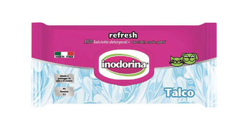 Салфетки влажные для собак и кошек Inodorina Refresh Talcum с тальком, 110 шт