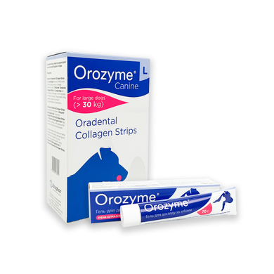 Orozyme - Гель для зубів і ясен для тварин + Жувальні смужки для гігієни ротової порожнини собак, L