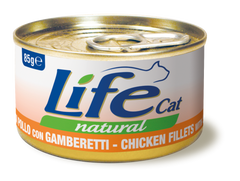 LifeCat консерва для котов с курицей и креветками, 85 г