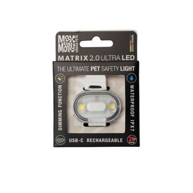 Светодиодный фонарик для собак на ошейник Max & Molly Matrix Ultra LED Safety, белый