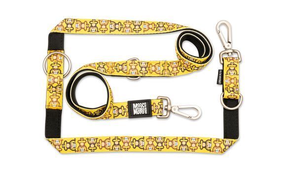 Поводок многофункциональный Max & Molly Multi-Function Leash Monkey Maniac с принтом Обезьянки, S