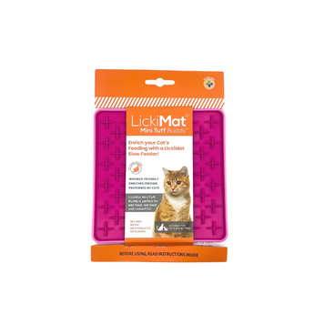 LickiMat Mini Tuff Buddy Каучуковый коврик для лакомства для кошек розовый