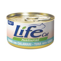 LifeCat консерва для котов тунец с кальмаром, 85 г