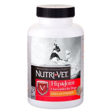 Nutri-Vet Hip&Joint Regular - Нутрі-вет Зв'язки та суглоби Регуляр, 1 рівень, хондроїтин та глюкозамін для собак, з МСМ
