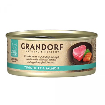 Вологий корм для котів Grandorf TUNA FILLET & SALMON філе тунця з лососем, 70 г