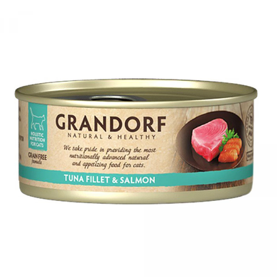 Влажный корм для кошек Grandorf TUNA FILLET & SALMON филе тунца с лососем, 70 г