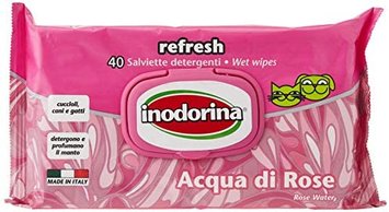 Серветки вологі для собак Inodorina Refresh Rose Water з ароматом троянди, 40 шт