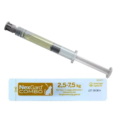 NexGard Combo НЕКСГАРД КОМБО капли от блох, клещей, гельминтов для котов с весом 2.5-7.5 кг (1 аппликатор)