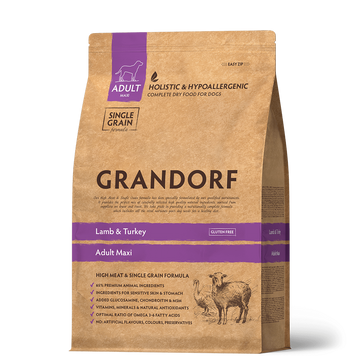 Сухий корм для дорослих собак великих порід Grandorf LAMB & TURKEY ADULT MAXI ягня з індичкою, термін придатності до 22.06.2026