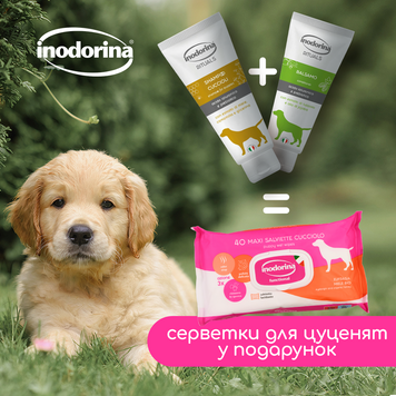 Inodorina Догляд за цуценям акційний набір шампунь + кондиціонер + вологі серветки у подарунок