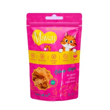 Лакомство мини-полоски для кошек Mavsy SALMON strips из вяленого дикого лосося, 50 г