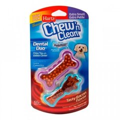 Hartz Chew n Clean Dental Duo - Игрушка для собак, набор для очищения зубов с лакомством и ароматом бекона, 8 см