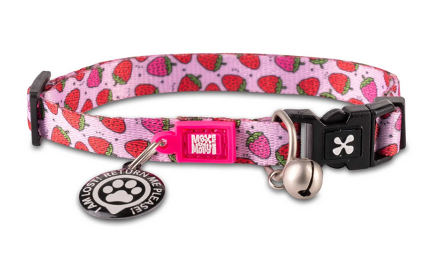 Max & Molly Smart ID Collar Strawberry Dream/1 size - Ошейник Smart ID с принтом клубники