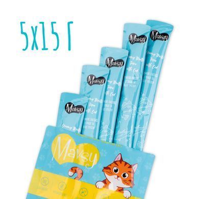 Лакомство кремовое для кошек Mavsy CREAMY LICKABLE TREATS TUNA WITH COD с тунцом и треской, 15 г (5 шт)