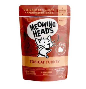 Пауч для дорослих котів Meowing Heads Top Cat TURKEY з індичкою, 100 г